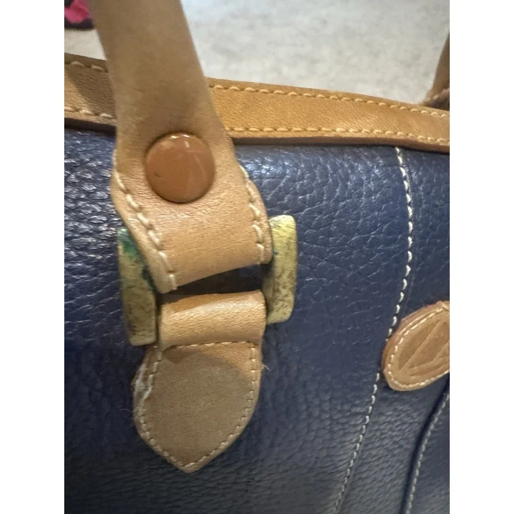 Vintage 1990s Liz Claiborne Leather Purse Small Handbag‎ Brown Blue